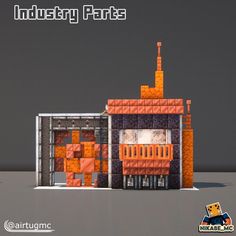 an orange and white building with the words industry parts on it