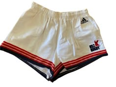 RARE Vintage Stretch Adidas USA Rugby Thick Cotton Shorts Mens 26"-34".  Says L but measures XS or S. Vintage and shrank. Please go by actual measurements only not label size. Waist is 26"-34" around from unstretched to stretched. Inseam is 2".   Nice condition. Addidas Shorts, Usa Rugby, Rugby Shorts, Mens 80s, 80s Shorts, 90s Shorts, Shorts Men, Stage Outfits, Cotton Shorts