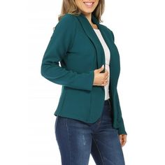 Product Description: Elevate your workwear wardrobe with our stylish Long Sleeve Fitted Open Blazer Jacket, designed for the modern professional. Crafted from high-quality fabric, this jacket effortlessly combines comfort and sophistication. The open-front design adds a contemporary touch, perfect for a casual office setting. Versatile and easy to pair, it's an essential piece for your closet. Size Chart(Inches) / MBL02048 S => Shoulder: 18 / Sleeve: 23 / Length: 24 M => Shoulder: 18 / Sleeve: 2 Professional Fall Outerwear For Office, Green Long Sleeve Career Blazer, Spring Solid Color Office Outerwear, Classic Solid Color Blazer For Workwear, Classic Solid Color Blazer For Work, Casual Office Blazer In Solid Color, Casual Office Wear Blazer In Solid Color, Casual Blazer For Office Wear, Casual Office Wear Blazer