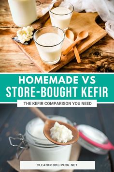 A split image with homemade kefir on one side and store-bought kefir on the other. Text Overlay: "Homemade vs. Store-Bought Kefir - 7 Game-Changing Differences!