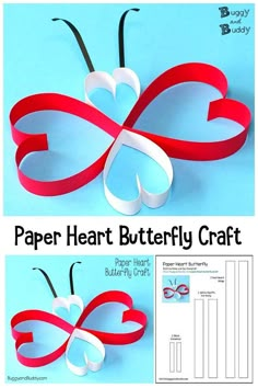 paper heart butterfly craft for valentine's day with free printables and instructions