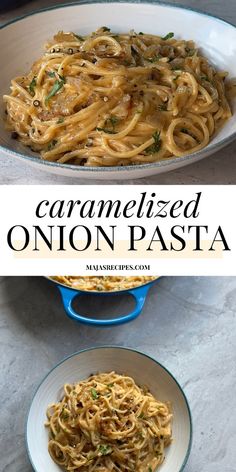 this is an image of caramelized onion pasta