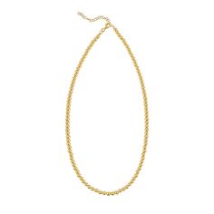 A classic look, this luxe beaded necklace is certain to be treasured. 14K gold 4.0mm round beads 18.0-inch chain; lobster claw clasp Classic Beaded Chain Necklace With Round Beads, Classic Cable Chain Necklace With Round Beads, Classic Single Strand Beaded Necklaces, Classic Single Strand Beaded Necklace For Everyday, Classic Single Strand Chain Necklace With Round Beads, Classic Single Strand Necklace With Round Beads, Classic Everyday Chain Necklace With Round Beads, Classic Necklaces With Round Beaded Chains, Classic 14k Gold Ball Chain Necklaces