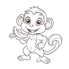 a cartoon monkey holding a banana