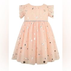 Pink With Silver Stars And Sparkles, Darling Pale Pink Princess Tulle Toddler Dress. Nwt, From Nordstrom. Great 2 Year Old Birthday Dress, Two The Moon Party Theme! Frilly Shorts, Moon Dress, Pink Tulle, Pink Stars, Star Dress, Flutter Sleeve Dress, Tutu Dress, Birthday Dresses, Toddler Dress