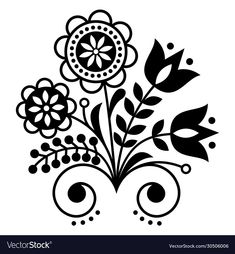 a black and white flower design on a white background