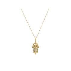 This Women's Forever Radiant 10k Gold Cubic Zirconia Hamsa Pendant Necklace is the perfect accent piece to add a touch of refined and elegant beauty to any outfit. Click on this JEWELRY & WATCHES GUIDE to learn about fit, styles, materials and more! This Women's Forever Radiant 10k Gold Cubic Zirconia Hamsa Pendant Necklace is the perfect accent piece to add a touch of refined and elegant beauty to any outfit. Click on this JEWELRY & WATCHES GUIDE to learn about fit, styles, materials and more! FEATURES 21 X 10 mm Chain length: 18 in. Chain type: cable Clasp: spring-ring Nickel free Metal: 10k gold Finish: polished Packaging: boxed ImportedSTONE DETAILS Stone type: cubic zirconia Shape: baguette cut Setting: prong Size: 18". Gender: female. Age Group: adult. 14k Gold Fine Jewelry Necklace Hand Set, 14k Gold Hand Set Fine Jewelry Necklace, Fine Jewelry 14k Gold Hand Set Necklace, Dainty Gold Necklace With Pave Setting, Hand-set 14k Yellow Gold Necklace, Hamsa Pendant, Elegant Beauty, Necklace Size, Baguette Cut