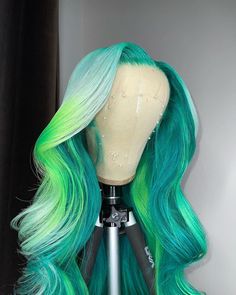 Lace Front Wig Virgin Human Hair Green Ombre 150%Density 18" Lace Front Ombre Wigs, Green Ombre Wig, Baddie Ideas, Event Hairstyles, Highlight Hair, Lace Fronts, Colour Hair, Green Wig, Dyed Hair Inspiration