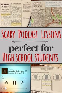 an image of a newspaper with the words scary podcast lessons perfect for high school students