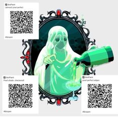 a qr - code with an image of a ghost holding a bottle