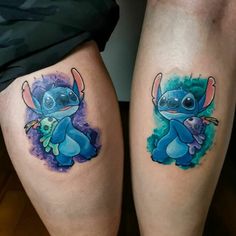 two people with matching tattoos on their legs