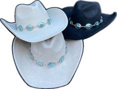 Blue Flat Brim Sun Hat For Festival, Blue Western Felt Hat For Beach, Turquoise Hat For Summer Western-themed Events, Blue Brimmed Felt Hat For Festival, Turquoise Hats For Country Events With Short Brim, Turquoise Short Brim Hat For Country Events, One Size Fits Most Turquoise Hat, Turquoise Hats With Short Brim, Western Style Festival Mini Hats