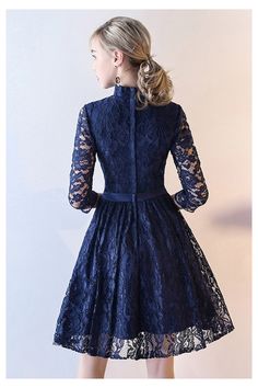 10% off now! navy blue lace short homecoming dress with collar 3/4 sleeves online. Sheprom offers formal, party, casual & more style dresses to fit your special occasions. Navy Dress For Fall Party, Fitted Lace Dress With 3/4 Sleeve For Party, Knee-length Lace Dress For Fall Formal Events, Dress With Collar, Short Homecoming Dress, Lace Short, Formal Party, Style Dresses, Homecoming Dress