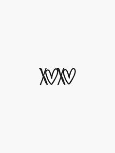 two hearts are drawn in the shape of x on a white background with black lines