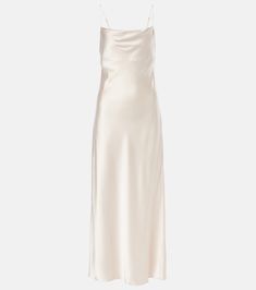 Fitted Sheath Midi Dress With Bias Cut, Fitted Long Satin Slip Dress, Feminine Bias-cut Silk Dress, Bias Cut Long Dress For Date Night, Luxury Evening Slip Dress, Knee-length Bias Cut Dress For Date Night, Bias Cut Knee-length Dress For Date Night, Luxury Sleeveless Silk Dress, Summer Satin Maxi Dress With Straight Neckline