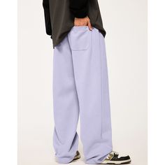 Fall Embroidered Wide-Leg Sweatpants  Material: 62% Cotton + 38% Polyester   Size: S, M, L, XL, Color: Purple, Gray Green  Season: Spring, Fall,   Occasion: Leisure, Outdoor, Daily, Vacation,Fall Outfits Solid Color Wide Leg Streetwear Pants, Streetwear Wide Leg Pants In Solid Color, Wide Leg Streetwear Pants Solid Color, Streetwear Wide-leg Pants, Wide Leg Streetwear Pants, Solid Color Wide Leg Streetwear Bottoms, Solid Color Relaxed Fit Bottoms For Streetwear, Relaxed Fit Solid Color Bottoms For Streetwear, Winter Cotton Full-length Bottoms