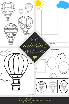 hot air balloons are shown with the words hot activities for children to learn how to draw them