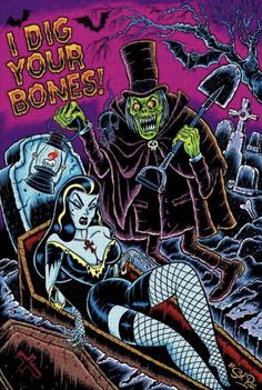 the cover to an old comic book, featuring a woman in a witches costume and a man