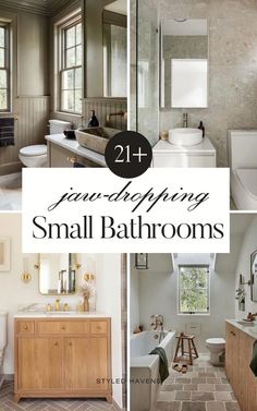 four pictures with the words, 21 fun and amazing small bathroom designs for your home