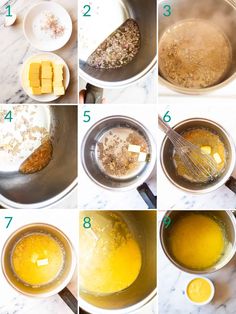 step by step instructions on how to make buttered eggs in a saucepan and then mixed with other ingredients