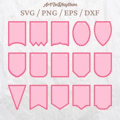 pink paper cut out shapes for sewing and crafting with the words svg / png