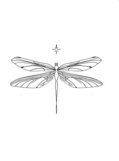 a black and white drawing of a dragonfly