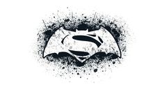 the superman logo is painted in black and white with splats on it's side