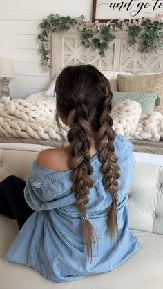 Braid With Clip In Extensions, Braids With Clip In Extensions, Best Haircut For Thick Hair, Debut Hairstyles, Satinder Sartaj, Double Dutch Braids, Braided Hairstyles For School, Two Braid Hairstyles, Double Dutch Braid