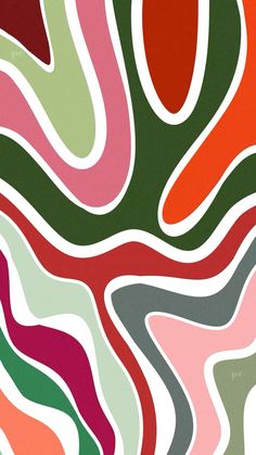 an abstract painting with wavy lines and colors in the form of waves on a white background