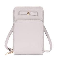 "This adorable Madison West Evie cellphone crossbody bag is perfect for carrying your essentials in style. This adorable Madison West Evie cellphone crossbody bag is perfect for carrying your essentials in style. 4.5\"L x 1.75\"W x 7\"H Strap drop length: 21\" - 25\" Adjustable crossbody strap Closure: zipper Gold-tone hardware Interior: 1 ID window Exterior: 1 zip pocket Bow detailCONSTRUCTION & CARE Body: PU Lining: polyester Wipe clean Imported Size: One Size. Color: Purple. Gender: female. A Trendy Crossbody Phone Accessories For Daily Use, Trendy Mobile Phone Bag For Daily Use, Trendy Daily Mobile Phone Bag, Trendy White Phone Bag With Cell Phone Pocket, Trendy Crossbody Phone Bag As Gift, White Phone Bag For Travel, Portable Crossbody Phone Bag As Gift, White Shoulder Phone Bag With Cell Phone Pocket, White Crossbody Phone Bag With Cell Phone Pocket