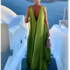 Green RUTEI Deep V Evening Dress Gown | i The Label – I The Label Plus Size Summer Dresses For Wedding Guest, Bare Back Dress, A Line Dresses, Bali Wedding, Chiffon Fashion, Sleeveless Dresses, Orange Sky, Evening Gowns Elegant, 2022 Trends