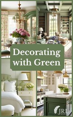 the cover of decor with green