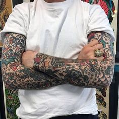 a man with tattoos on his arm and arms