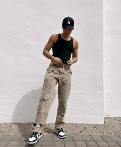 Men's Tank Top Outfits, Aesthetic Man Clothes, Tank Top Outfits Men Aesthetic, Fitted Tank Top Outfits, Men Tank Top Outfit Style, Man Tank Top Outfits, Tank Tops Outfits Men, Tank Top Men Fashion Street Styles, Tank Top Outfits Men Street Styles