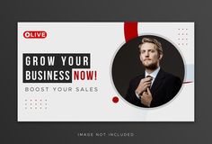 a man in a suit and tie is shown with the words grow your business now