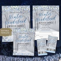 Winter Wonderland Dance Theme Template Set, Printable, High School Formal, Homecoming Senior Junior Prom, Tickets Flyer Invite Set, EDITABLE Winter Wonderland Dance, Dance Flyer, Dance Theme, Middle School Dance, School Formal, Dance Themes, Winter Wonderland Theme, Junior Prom, Jr Prom