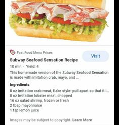 a sub sandwich is shown on the instagram page for this post, which features information about sub sandwiches