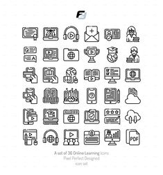 a set of 25 related learning icons that are perfect for design and web development,