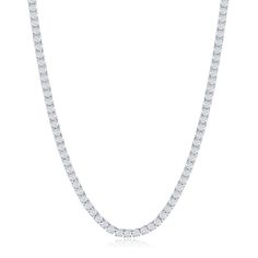 PRICES MAY VARY. Tennis Necklaces for Women & Men: Wear a shimmering tennis necklace with casual or dressy outfits for that final, elegant touch. This choker necklace for women and men is the perfect accessory to complete your ensemble. Cubic Zirconia Necklace: This statement necklace glitters with a single row of 3mm round cubic zirconia, set in finely crafted 4-prong baskets. Silver Chain Necklace, 15”-20”: This silver chain necklace for women and men is available in 15"-20" length to ensure a Womens Diamond Necklace, Silver Choker Necklace, Tennis Chain, Pendant Watches, Cubic Zirconia Necklace, Sparkle Jewelry, Tennis Necklace, Chain Choker Necklace, Silver Chain Necklace