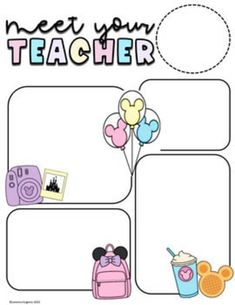 a teacher's activity sheet with mickey mouse and other things to do on it