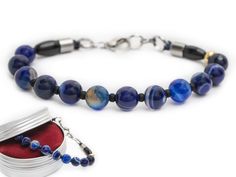 . Unveil the timeless elegance with our blue gemstone bracelet, featuring exquisite agate beads that radiate a serene charm . Each bead is carefully selected for its unique patterns and deep blue hues, reminiscent of a tranquil sea . This bracelet is the epitome of artisan craftsmanship, designed not only to adorn your wrist but to bring a sense of calm and sophistication to your ensemble . Whether you're looking for a meaningful gift or a treasured piece for your collection, this agate bracelet Luxury Agate Bracelets As Gifts, Luxury Agate Bracelets For Gift, Luxury Agate Gemstone Bracelets, Blue Gemstone Bracelet, Agate Bracelet, Mala Necklace, Bead Jewelry, Blue Gemstones, Special Friend