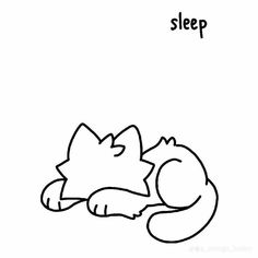 a black and white drawing of a sleeping cat with the word sleep in it's center