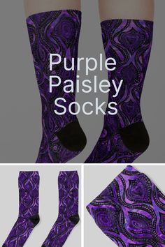 Break the norms with our vibrant Purple Paisley Socks. With a blend of bold paisley print and a striking shade of purple, this pair is more than just a pair of socks. It's a fashion statement, a conversation starter, a reflection of your unique style. Whether you're a fan of casual attire or love to flaunt your dressier side, these socks are a must-grab! Add a dash of paisley to your wardrobe. Flair your Pair today! Pop Of Color, Casual Attire