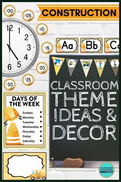 classroom theme ideas and decor for the days of the week on a blackboard with white writing