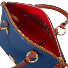 On The Go  This stunning satchel, crafted from textured leather with a natural grain that hides any signs of wear, will upgrade every look in moments. Credit Card Wallet, Dooney And Bourke, Dooney & Bourke, Summer Sale, Dooney Bourke, Card Wallet, Jeans Style, Inside Pocket, Zip Around Wallet