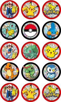 the pokemon badges are all different colors and sizes