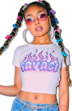 Savage Graffiti, White Crop Tee, Baby Tees 90s, Summer Punk, Y2k Photoshoot, White Crop Tops, Oki Doki, Cropped White Tee, Soft Girl Outfits