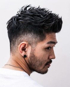 Mens Wavy Haircuts, Mens Haircuts Straight Hair, Taper Fade Haircut, Asian Men Hairstyle