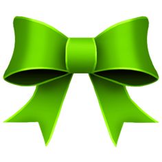 a green ribbon with a large bow on it's side, isolated against a white background