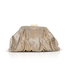 JL0266 | Jordan Metal Pleated Mesh Pouch Clutch The Jordan Metal Pleated Mesh Pouch Clutch is a modern and sophisticated clutch perfect for a night on the town. This pouch clutch is made from aluminum metal mesh and features a pleated design. It also has a detachable chain, an inside card pocket, and a kiss lock closure. Specifications Pouch clutch evening bag Aluminum metal mesh Pleated design Available in black and gold 22" drop detachable chain Inside card pocket Kiss lock closure Measurement Mesh Pouch, Jewel Badgley Mischka, Embellished Clutch, Womens Designer Bags, Hobo Style, Shoulder Chain, Metal Mesh, Badgley Mischka, Global Fashion